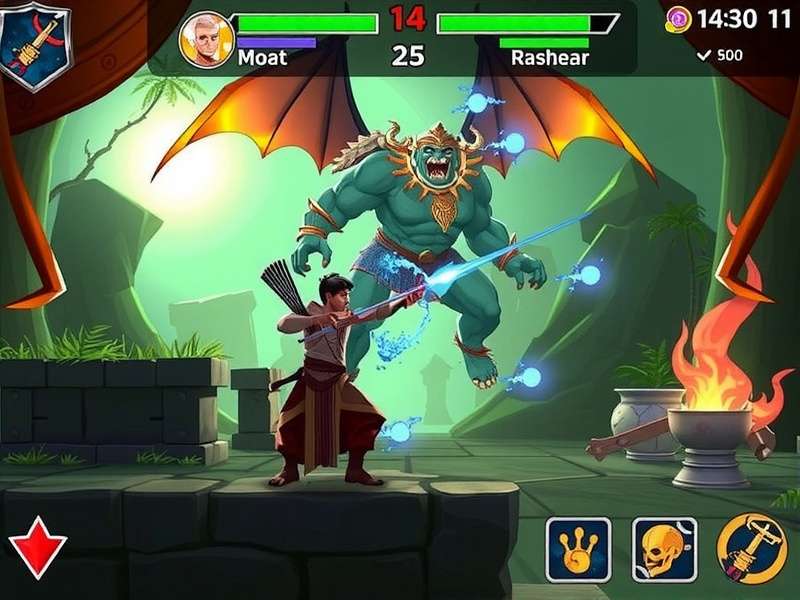 Archero Triumph Combat - Battle Against Mythical Creatures Archero Triumph gameplay showing archer fighting rakshasa demon